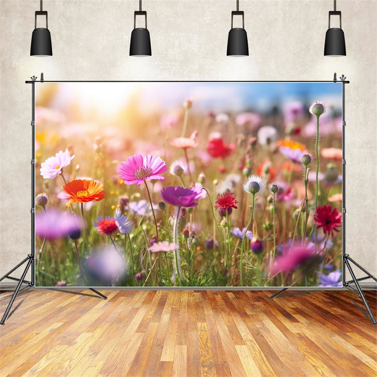 Flowers For Backdrops Enchanted Wildflower Meadow Sunshine Backdrop BRP12-570