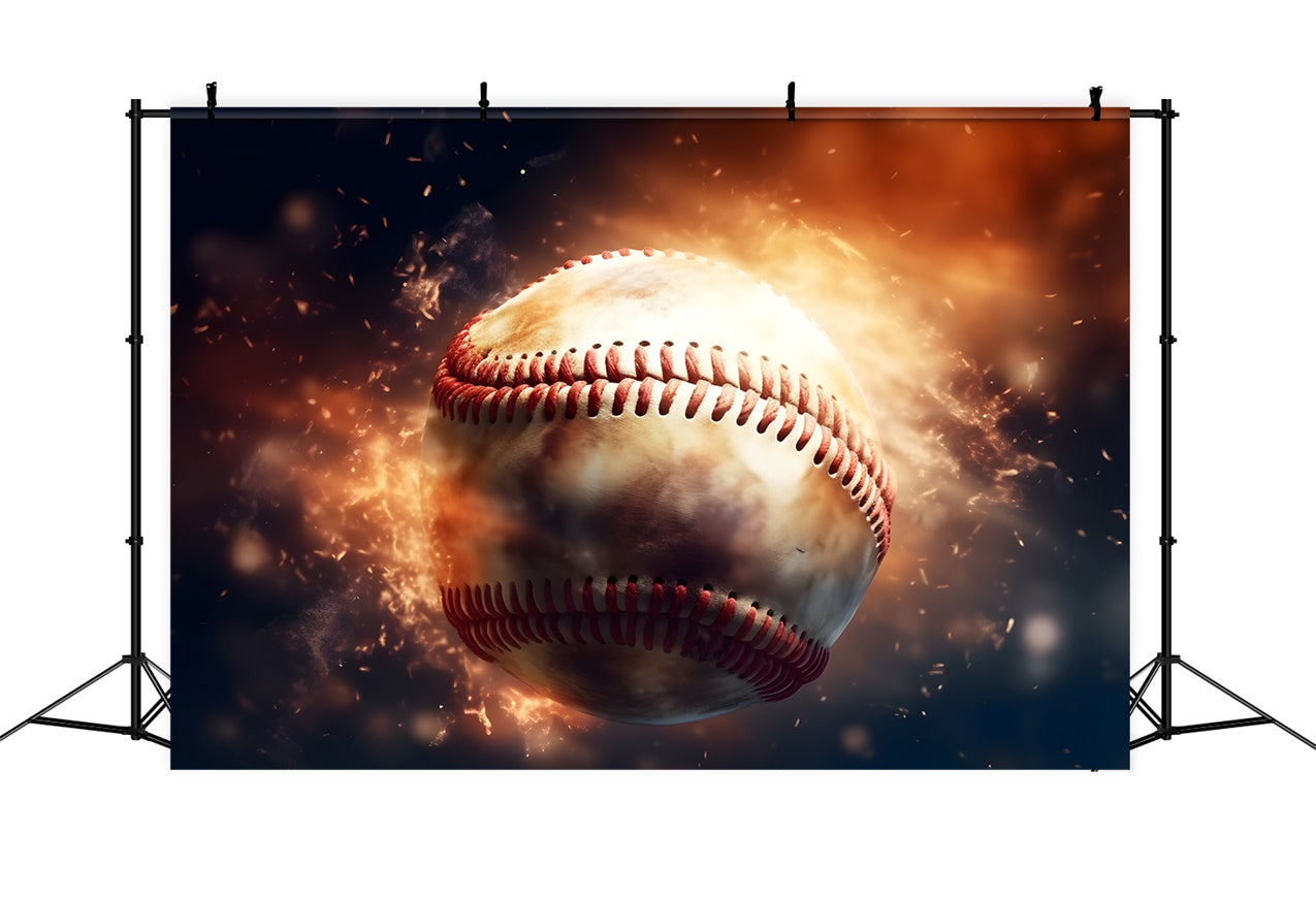 Sports Backdrop Ideas Flaming Baseball Photography Backdrop BRP12-573