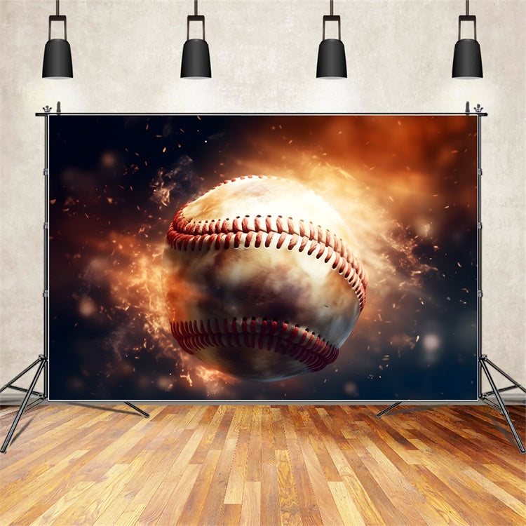 Sports Backdrop Ideas Flaming Baseball Photography Backdrop BRP12-573