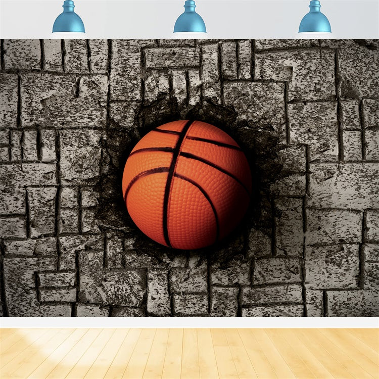 Sports Party Backdrop Basketball Wall Collision Photography Backdrop BRP12-574