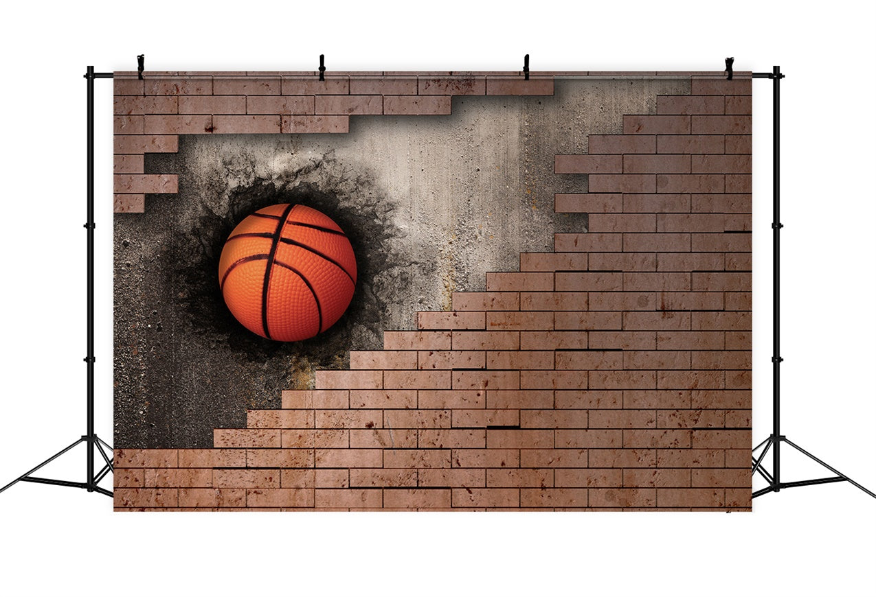 Sports Themed Backdrops Exploding Wall Basketball Game Backdrop BRP12-575