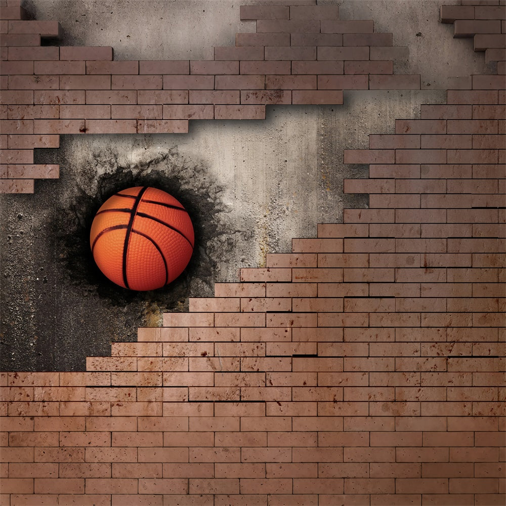 Sports Themed Backdrops Exploding Wall Basketball Game Backdrop BRP12-575