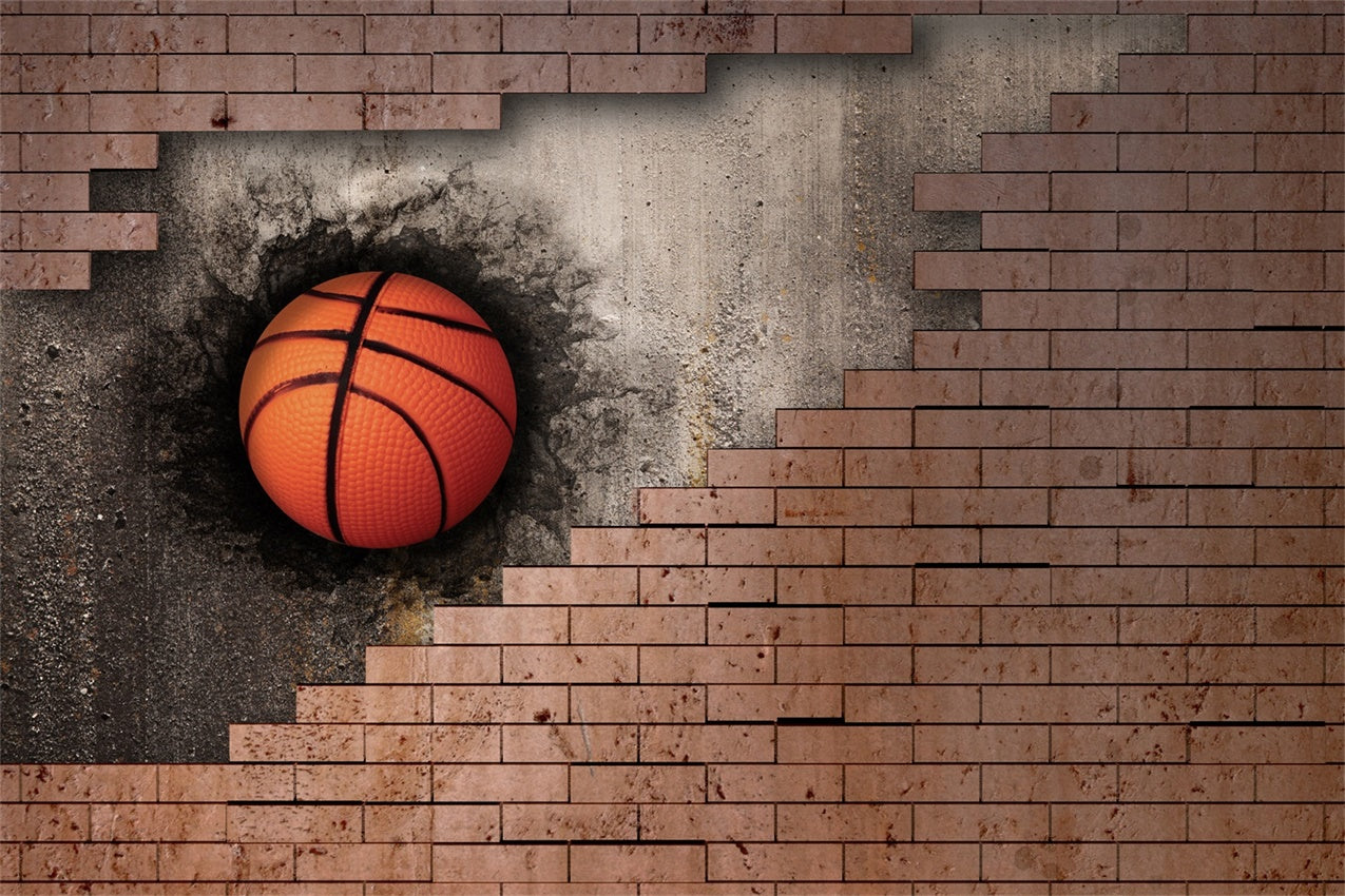 Sports Themed Backdrops Exploding Wall Basketball Game Backdrop BRP12-575