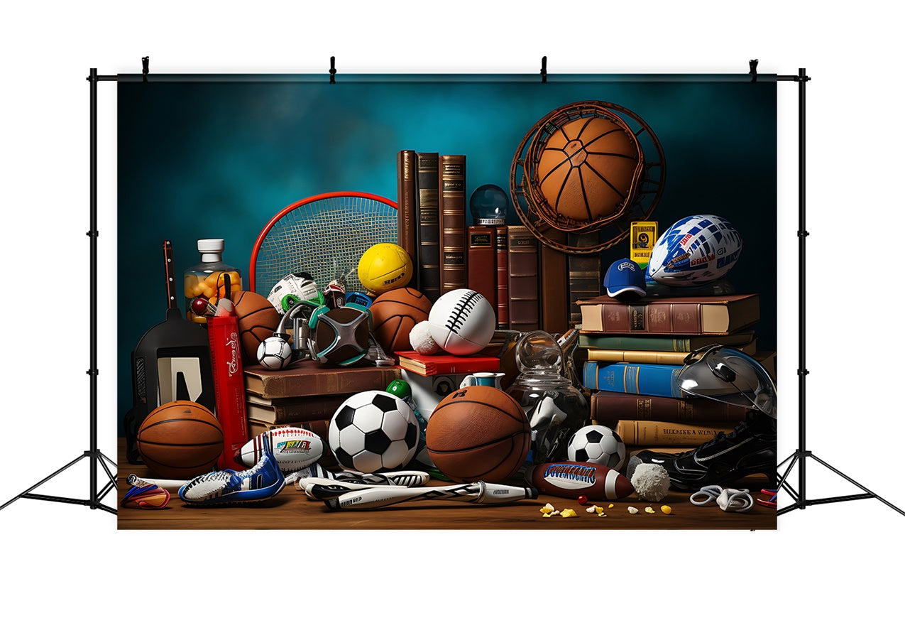 Sports Day Backdrop Ideas Balls Books Photography Backdrop BRP12-578