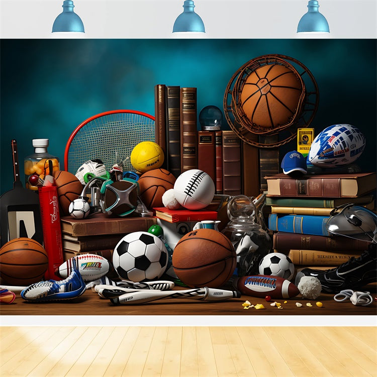 Sports Day Backdrop Ideas Balls Books Photography Backdrop BRP12-578