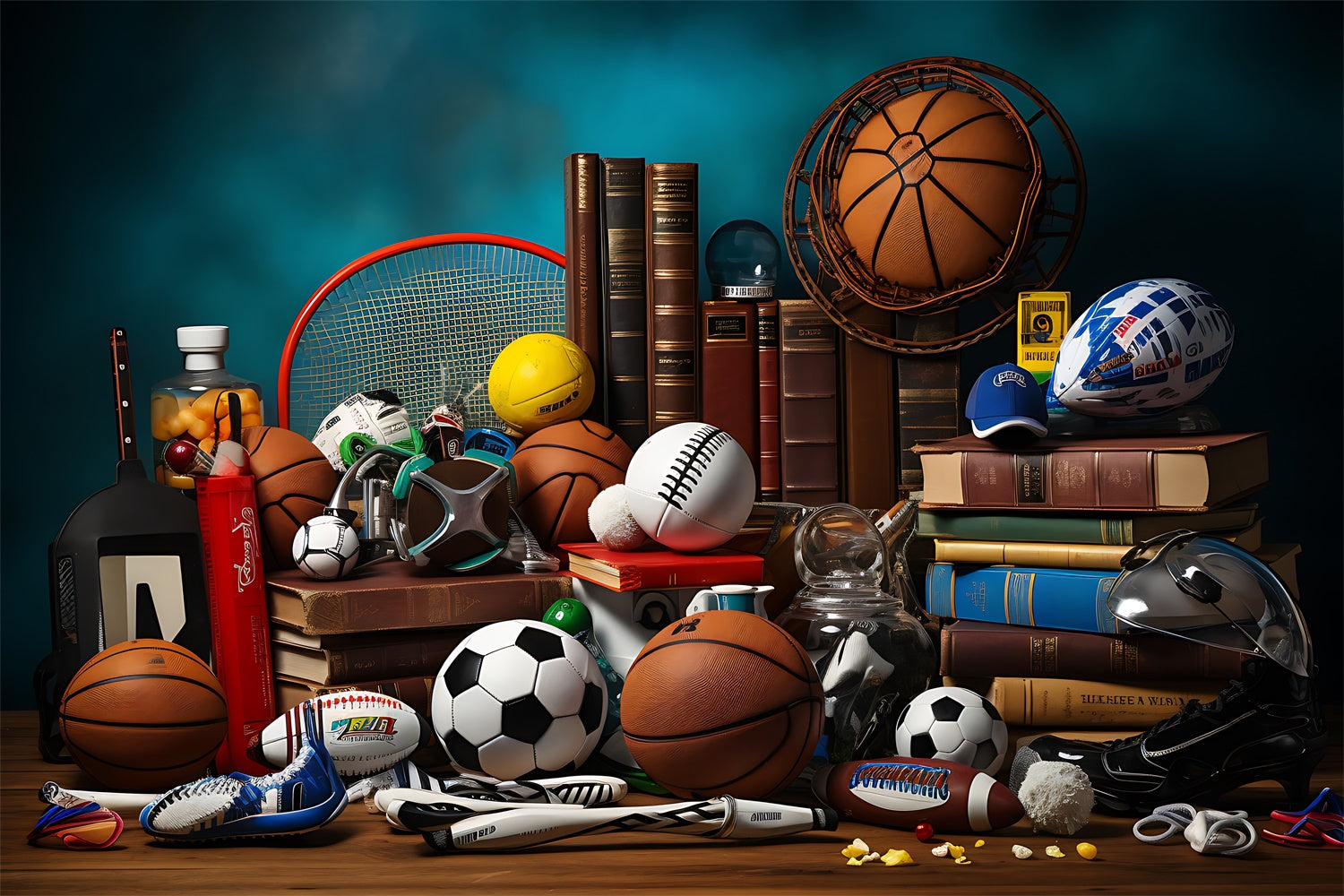 Sports Day Backdrop Ideas Balls Books Photography Backdrop BRP12-578