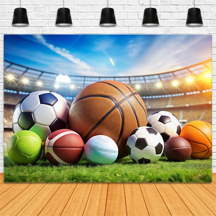 Sports Backdrops Photography Balls Celebration Field Photography Backdrop BRP12-579