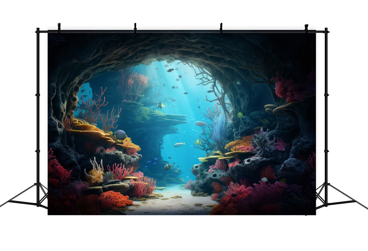 Backdrop Mermaid Underwater Cave Stunning Coral Reef Backdrop BRP12-58