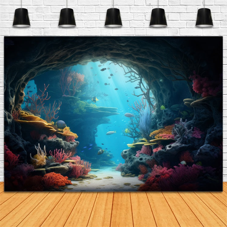 Backdrop Mermaid Underwater Cave Stunning Coral Reef Backdrop BRP12-58