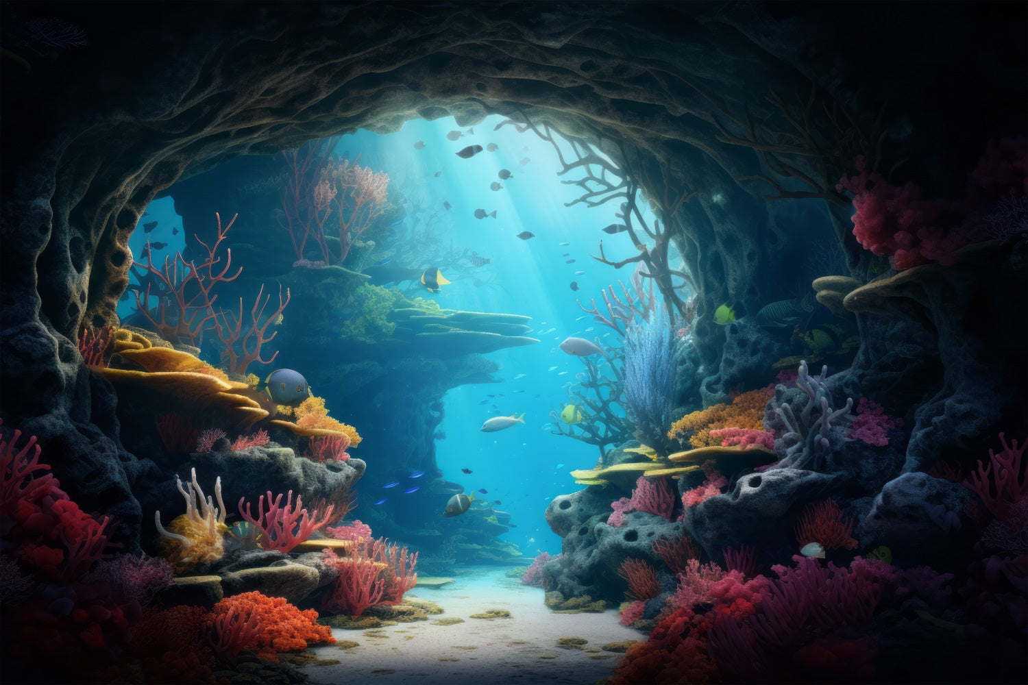 Backdrop Mermaid Underwater Cave Stunning Coral Reef Backdrop BRP12-58