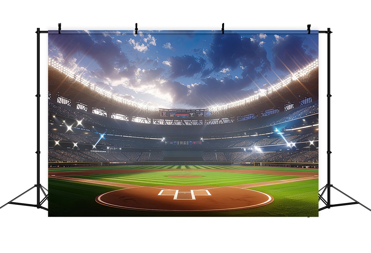 Sports Backdrops Baseball Court Stadium Lights Photography Backdrop BRP12-585