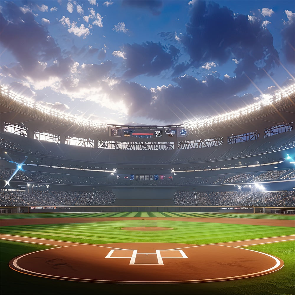 Sports Backdrops Baseball Court Stadium Lights Photography Backdrop BRP12-585