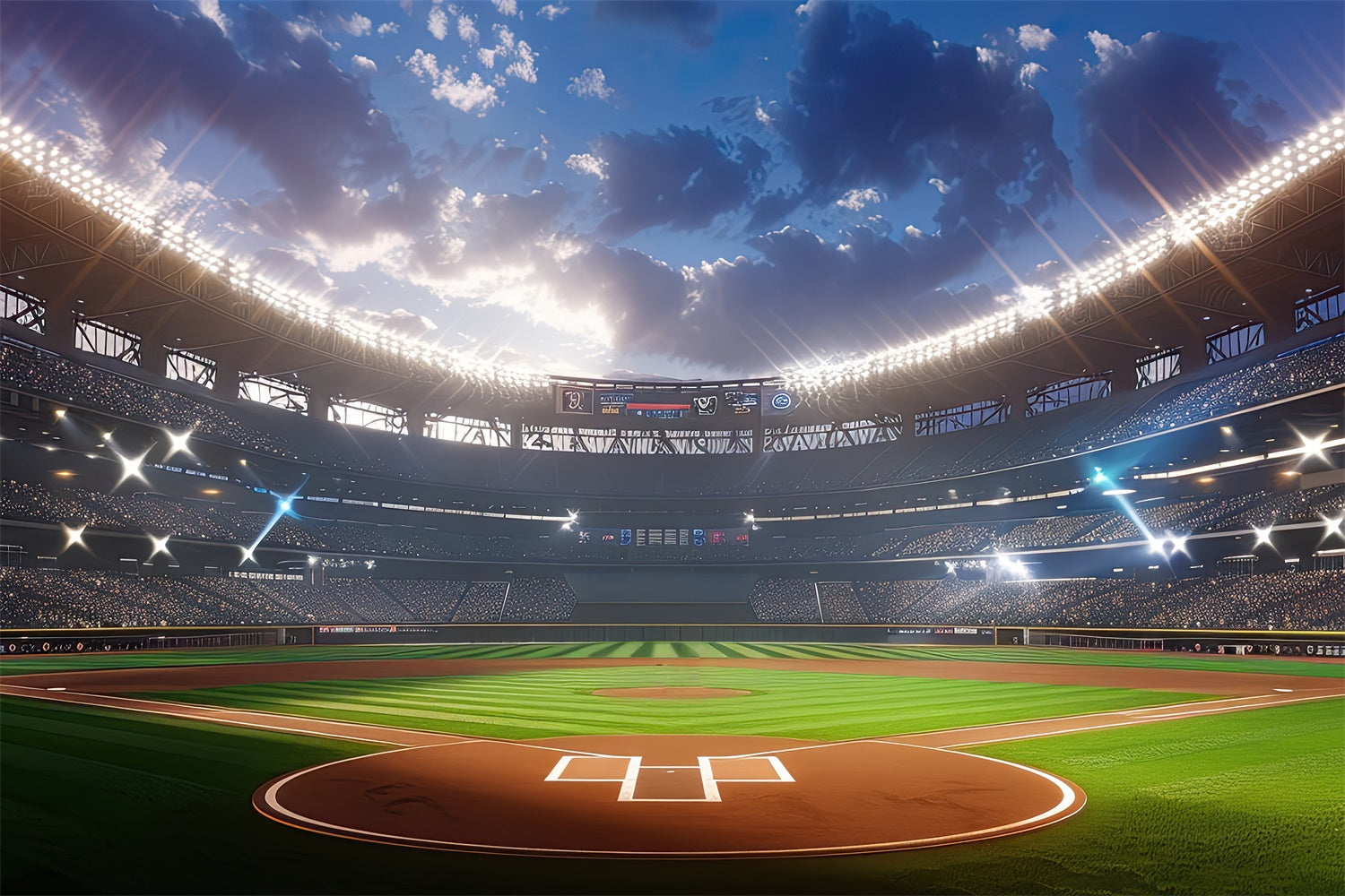 Sports Backdrops Baseball Court Stadium Lights Photography Backdrop BRP12-585