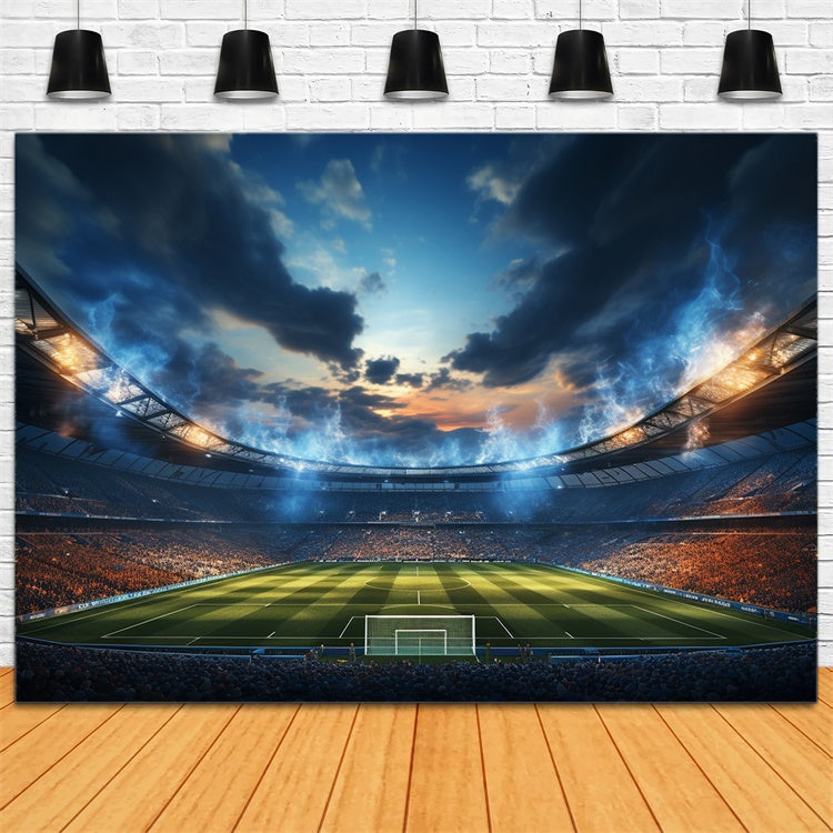 Sports Theme Backdrop Starry Night Football Stadium Backdrop BRP12-587