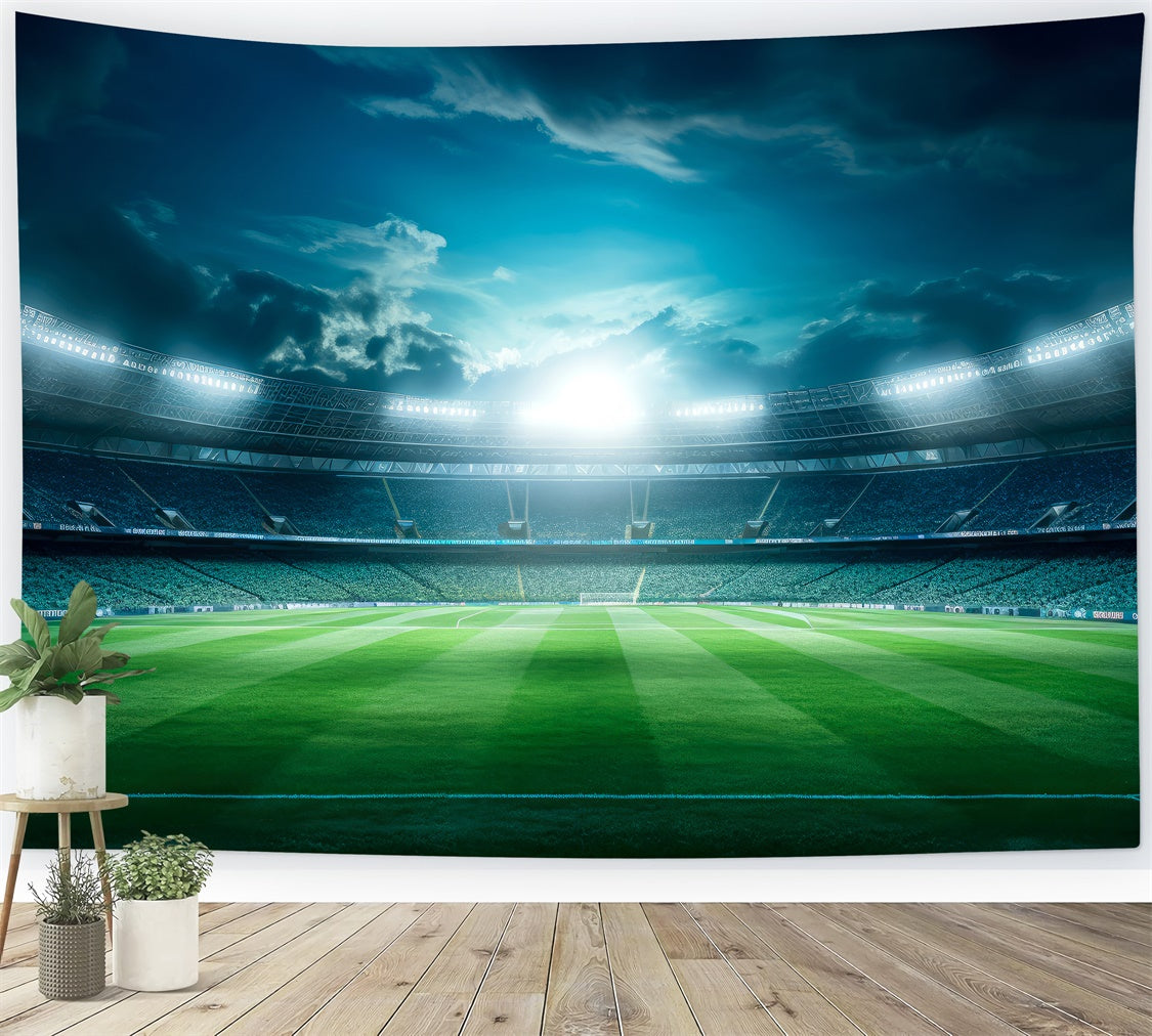 Sport Backdrop Cloudy Sky Football Field Photography Backdrop BRP12-588