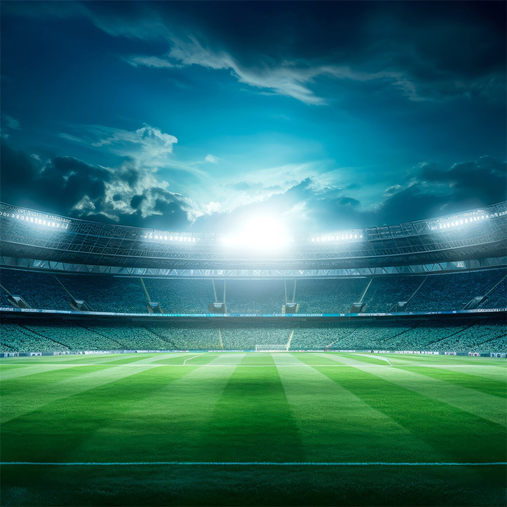 Sport Backdrop Cloudy Sky Football Field Photography Backdrop BRP12-588