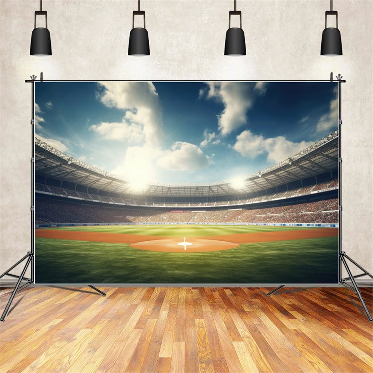 Backdrop Sports Baseball Court Diamond Blue Sky Backdrop BRP12-589