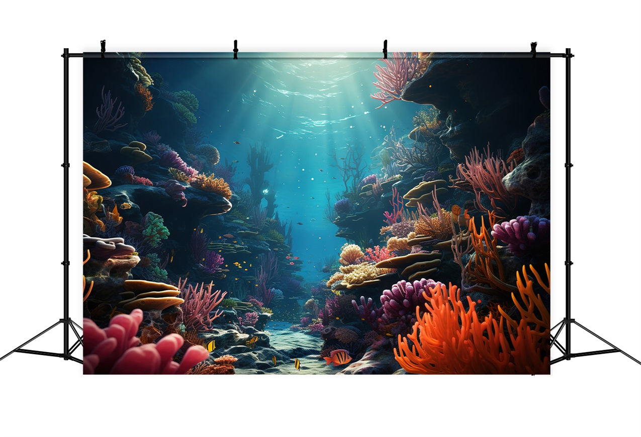 Mermaid Backdrops Beautiful Underwater Coral Reef Landscape Backdrop BRP12-59