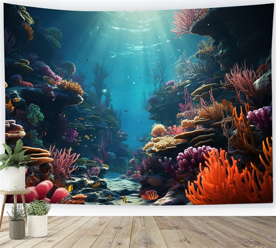 Mermaid Backdrops Beautiful Underwater Coral Reef Landscape Backdrop BRP12-59