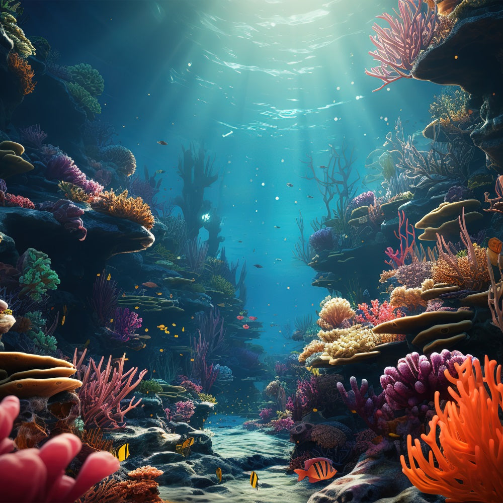 Mermaid Backdrops Beautiful Underwater Coral Reef Landscape Backdrop BRP12-59