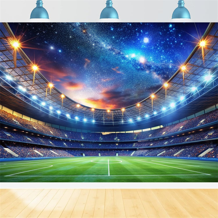 Sports Photo Backdrops Starry Football Field Event Backdrop BRP12-590