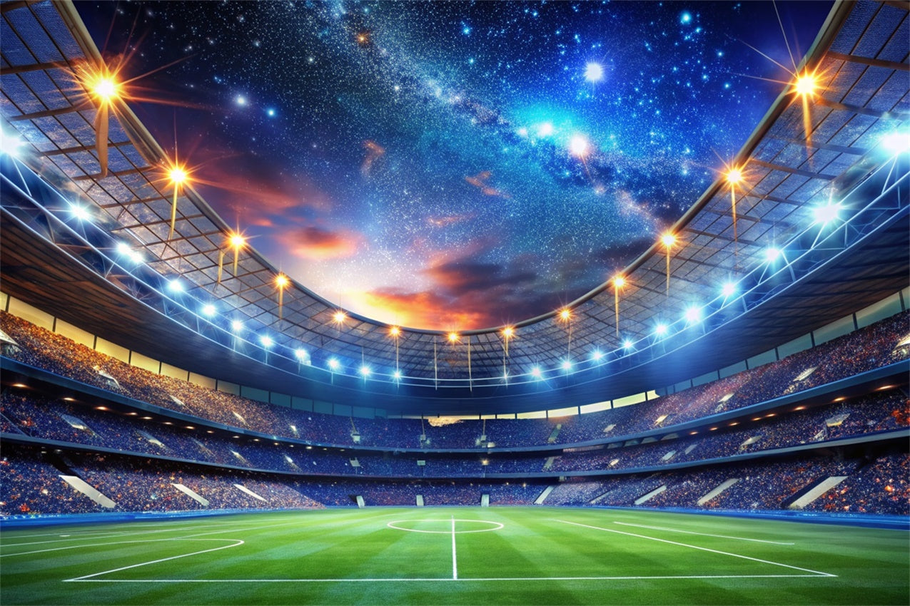 Sports Photo Backdrops Starry Football Field Event Backdrop BRP12-590