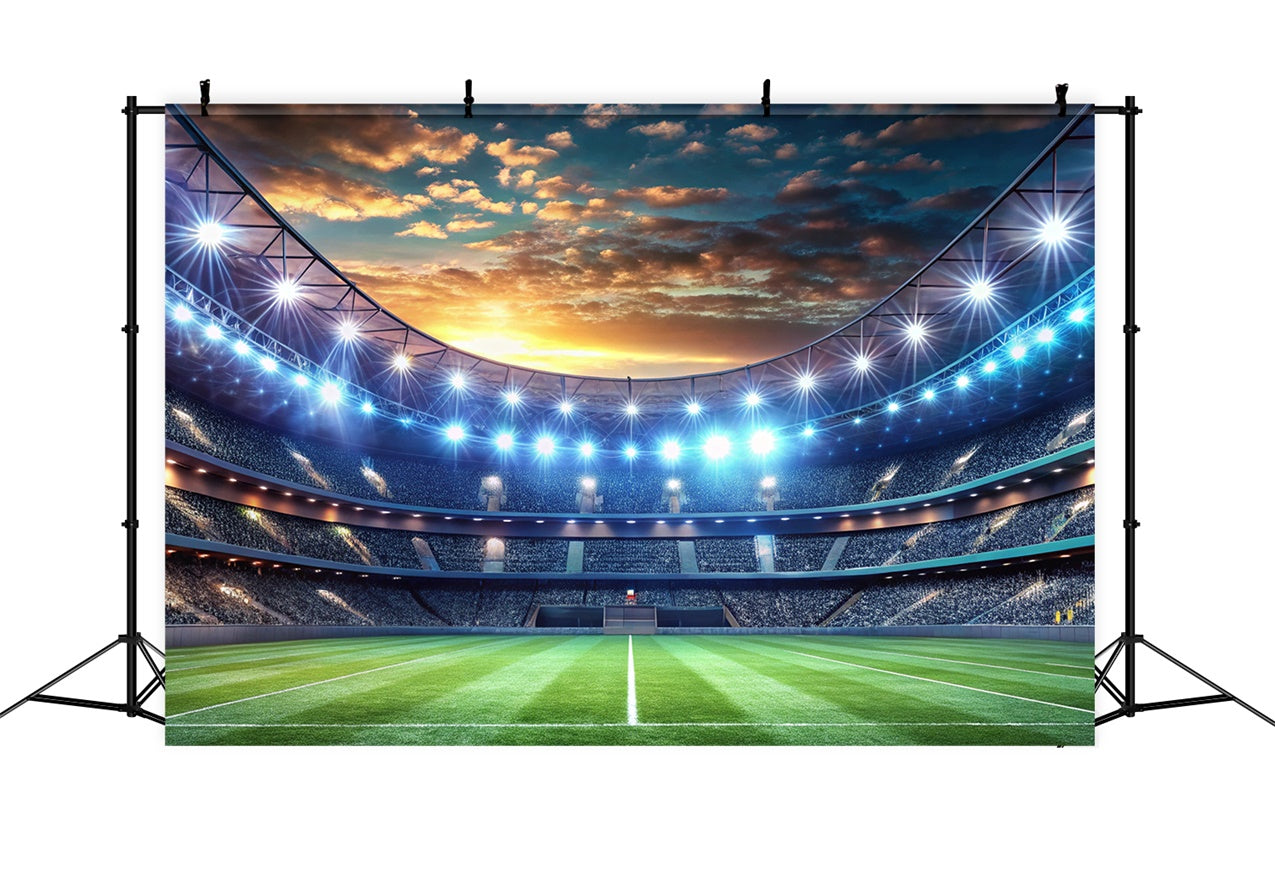 Sports Themed Backdrop Football Stadium Sunset Glow Backdrop BRP12-592