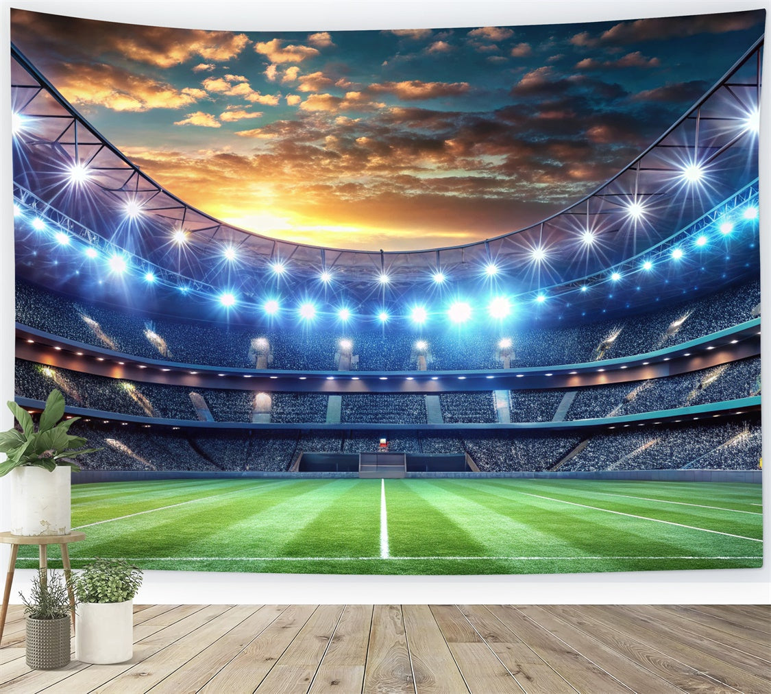 Sports Themed Backdrop Football Stadium Sunset Glow Backdrop BRP12-592