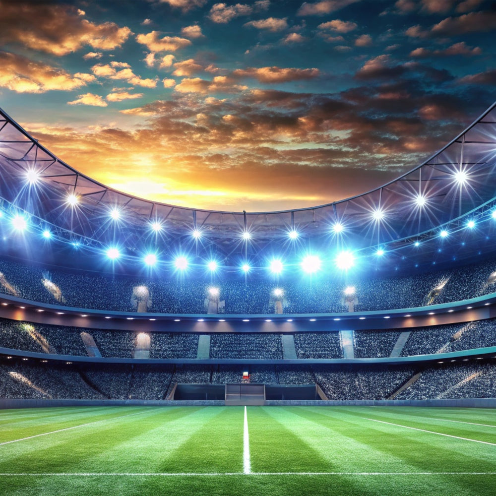 Sports Themed Backdrop Football Stadium Sunset Glow Backdrop BRP12-592