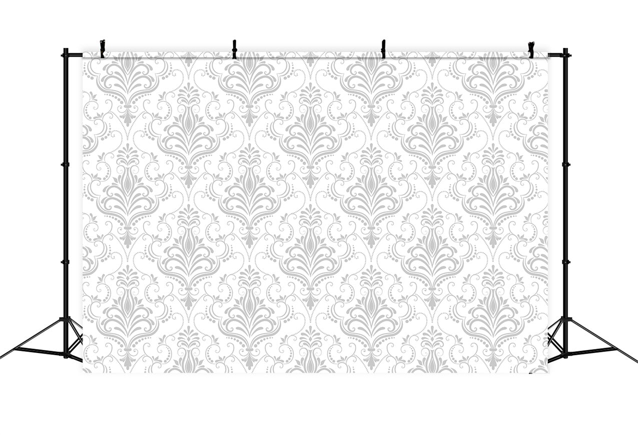 Photography Backdrops Damask Light Gray Ornate Floral Backdrop BRP12-596