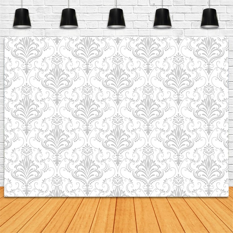 Photography Backdrops Damask Light Gray Ornate Floral Backdrop BRP12-596