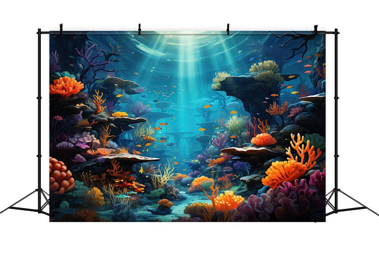 Backdrop Mermaid Theme Vibrant Aquatic Gully Plants Backdrop BRP12-60