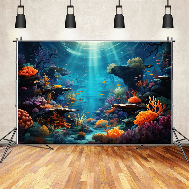 Backdrop Mermaid Theme Vibrant Aquatic Gully Plants Backdrop BRP12-60