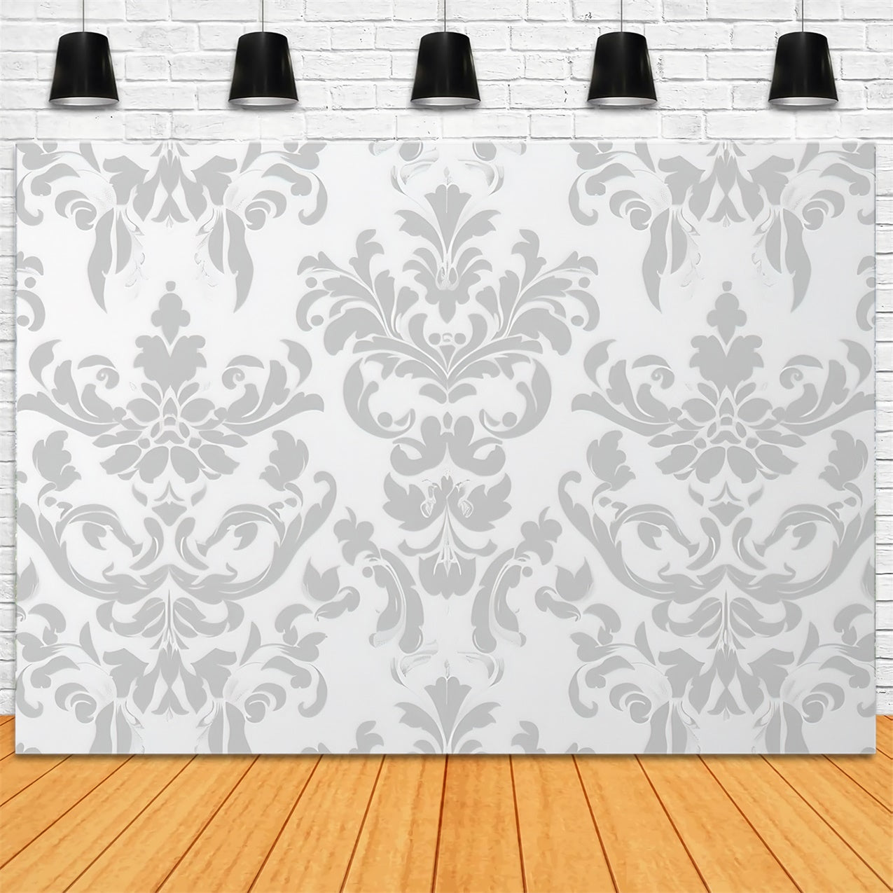 Damask Photography Backdrop Delicate Floral Curved Pattern Backdrop BRP12-600