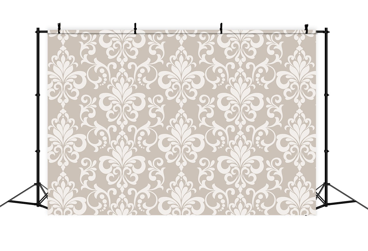 Damask Backdrops Light Beige Regal Symmetrical Design Backdrop BRP12-601