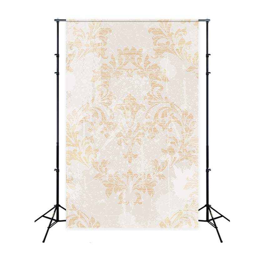 Damask Backdrop Distressed Beige Baroque Floral Pattern Backdrop BRP12-604