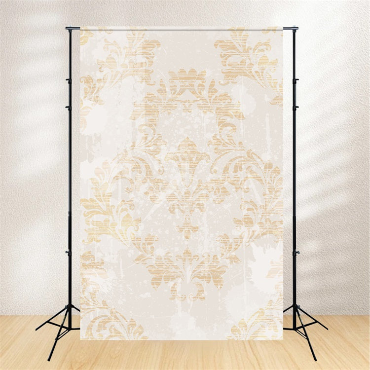 Damask Backdrop Distressed Beige Baroque Floral Pattern Backdrop BRP12-604