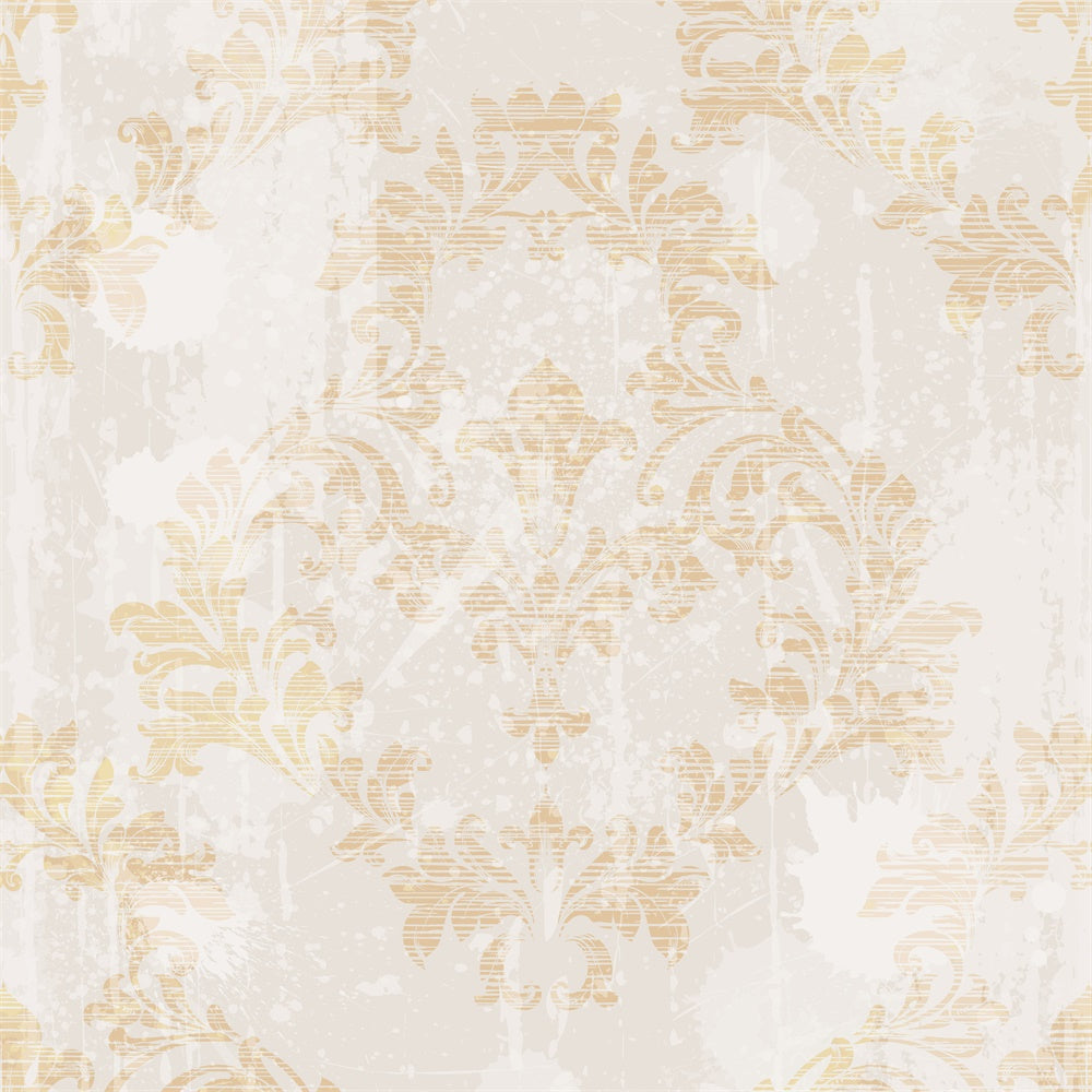 Damask Backdrop Distressed Beige Baroque Floral Pattern Backdrop BRP12-604