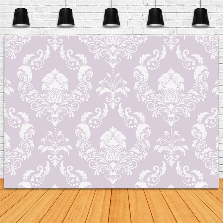 Damask Backdrop Photography Soft Lavender Floral Pattern Backdrop BRP12-606