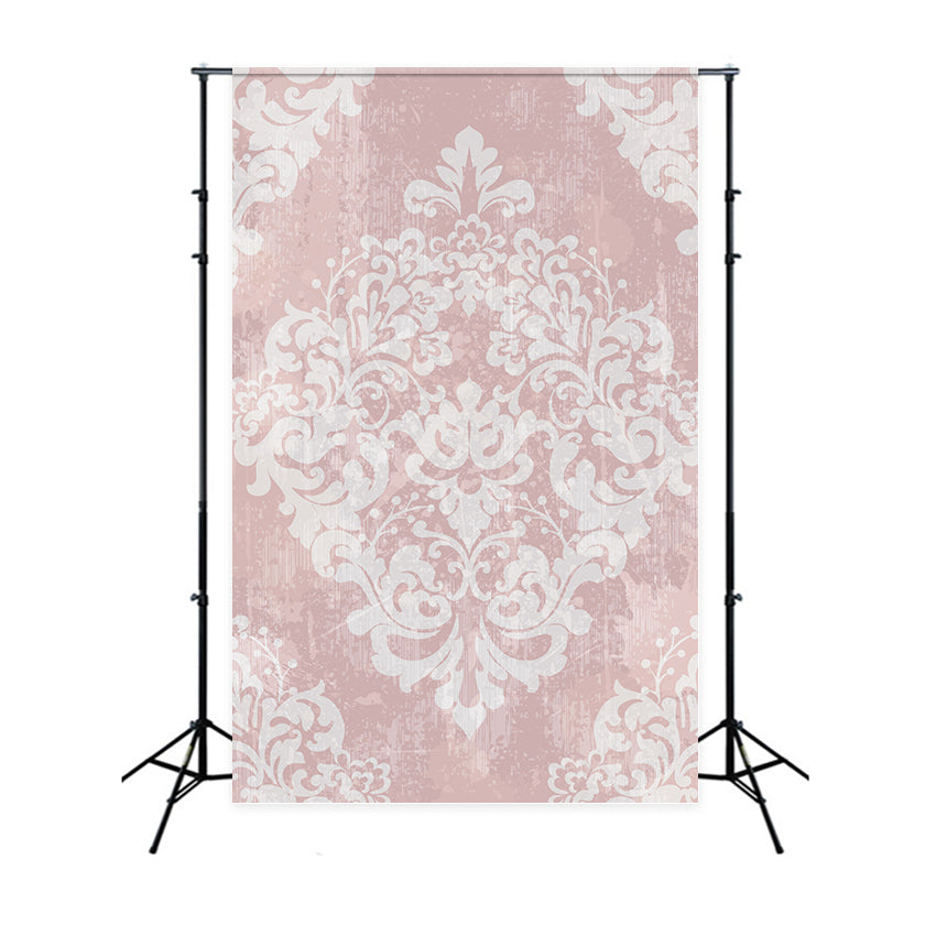 Damask Backdrop Light Pastel Pink Baroque Floral Backdrop BRP12-607