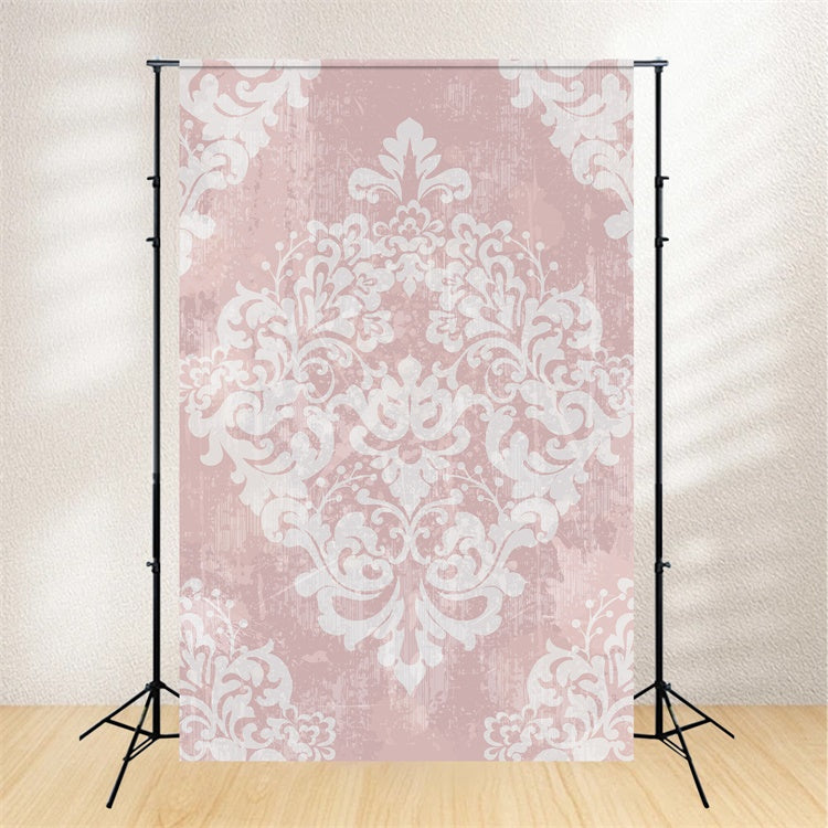 Damask Backdrop Light Pastel Pink Baroque Floral Backdrop BRP12-607