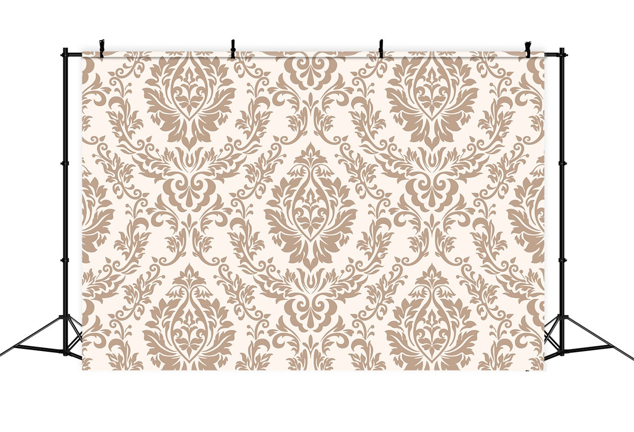 Damask Photo Backdrops Soft Brown Baroque Pattern Backdrop BRP12-608