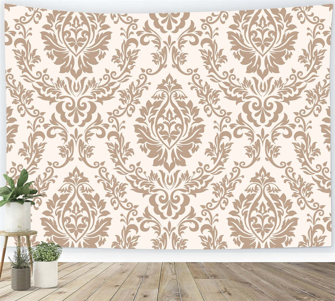 Damask Photo Backdrops Soft Brown Baroque Pattern Backdrop BRP12-608