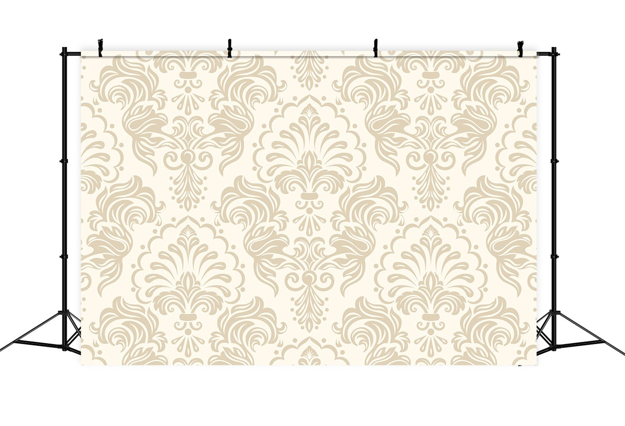 Damask Backdrop Creamy Beige Floral Decorative Backdrop BRP12-609