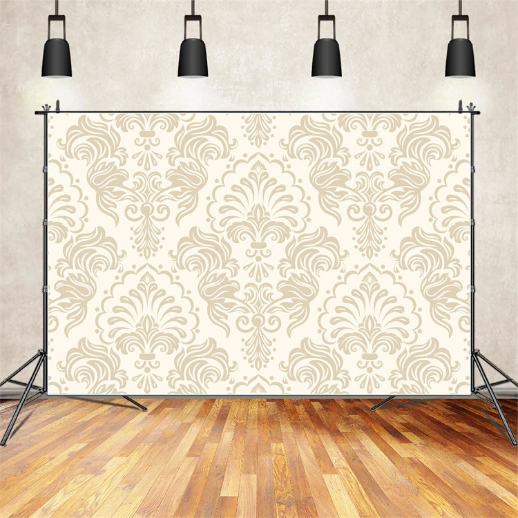 Damask Backdrop Creamy Beige Floral Decorative Backdrop BRP12-609