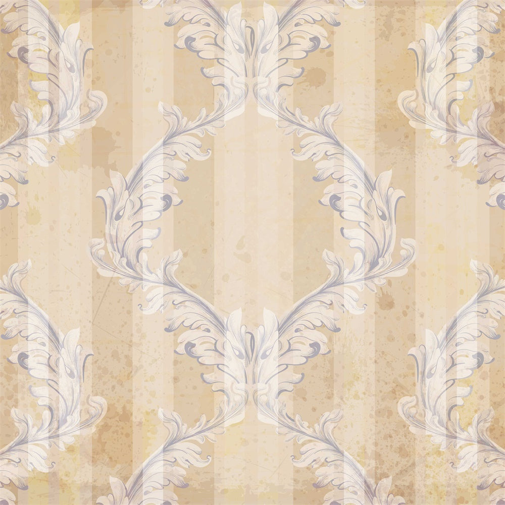 Damask Photo Backdrop Distressed Beige Floral Motif Backdrop BRP12-610