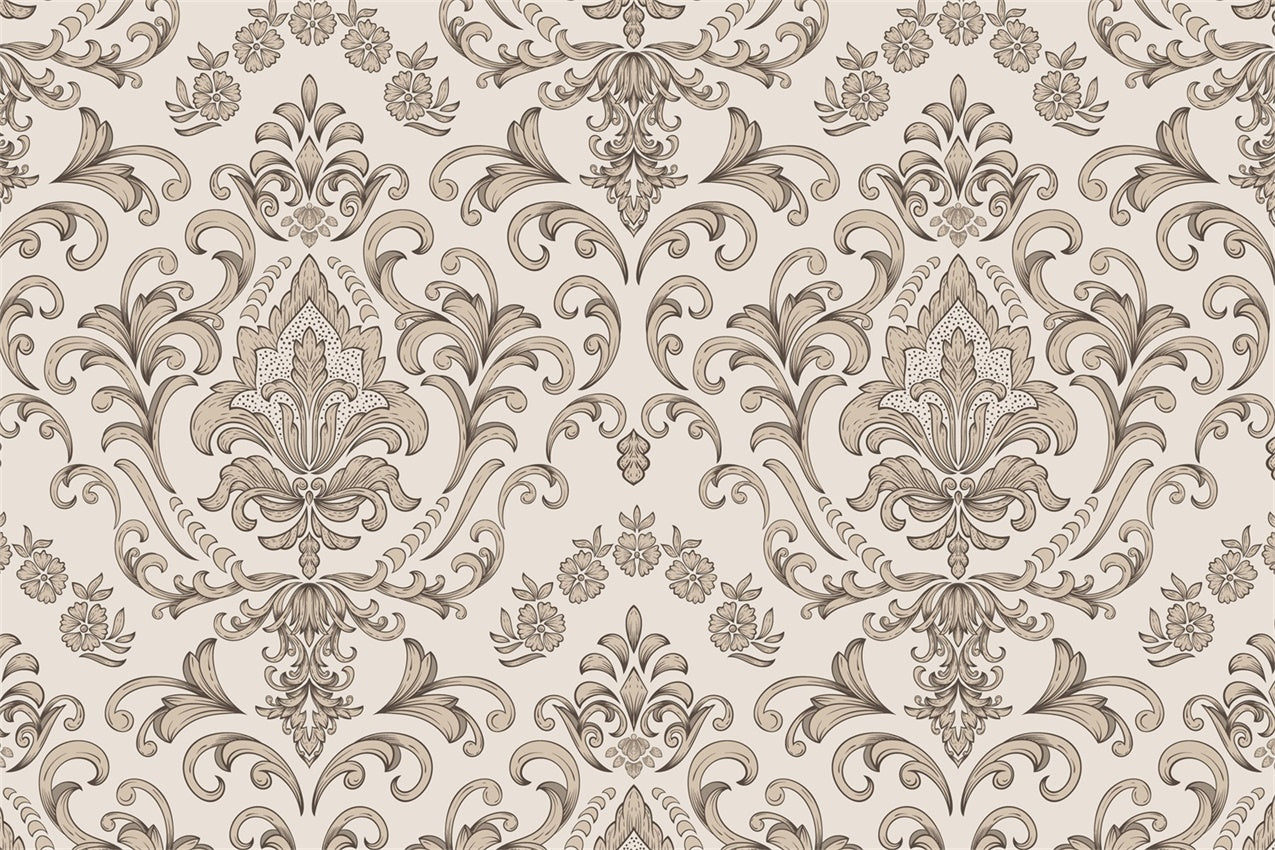 Damask Backdrops Elegant Brown Floral Decorative Backdrop BRP12-611