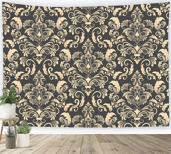 Damask Photo Backdrops Elegant Beige Floral Ornate Backdrop BRP12-612