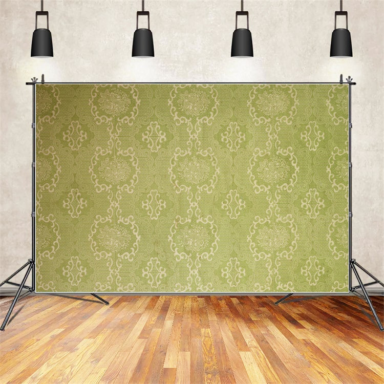 Damask Photography Backdrops Green Floral Medallion Backdrop BRP12-613