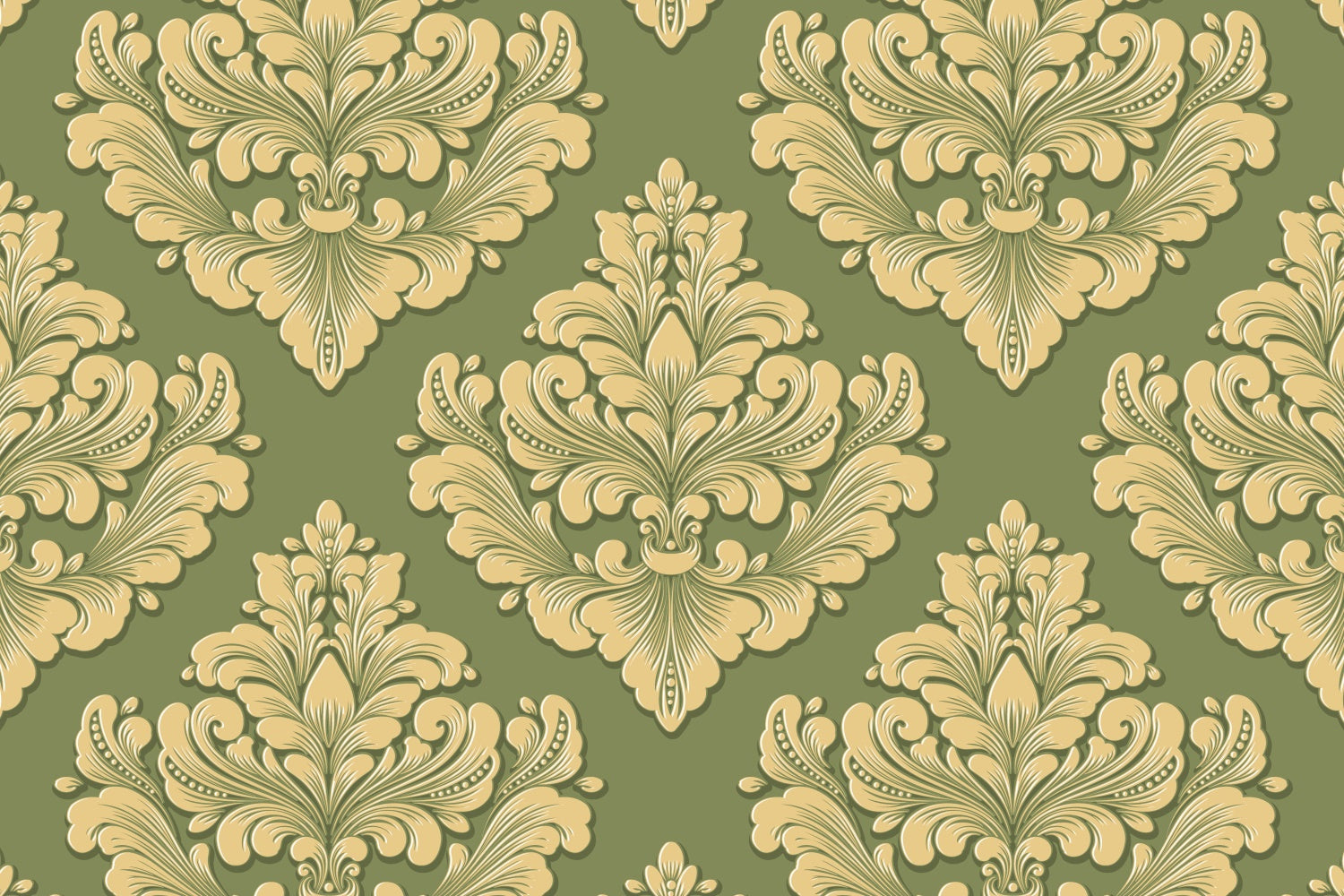 Damask Backdrop Photography Gold Green Ornate Floral Backdrop BRP12-615